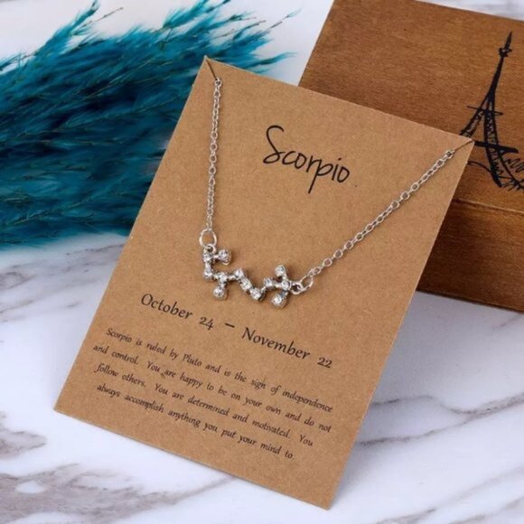 🎉 New Scorpio Zodiac Sign Silver Plated Necklace - Picture 1 of 4